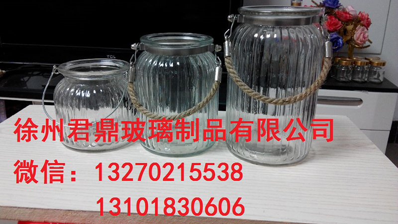 Manufacturer direct sales hemp rope steel ring handle glass bottle